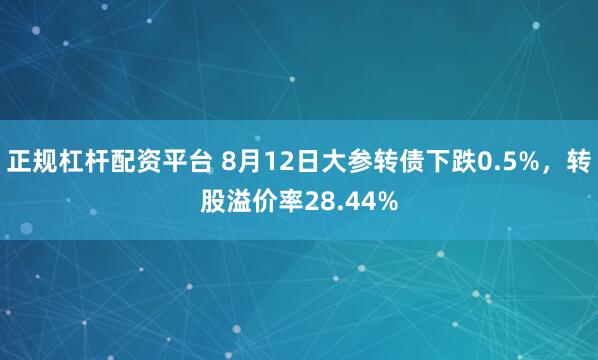 正规杠杆配资平台 8月12日大参转债下跌0.5%，转股溢价率28.44%